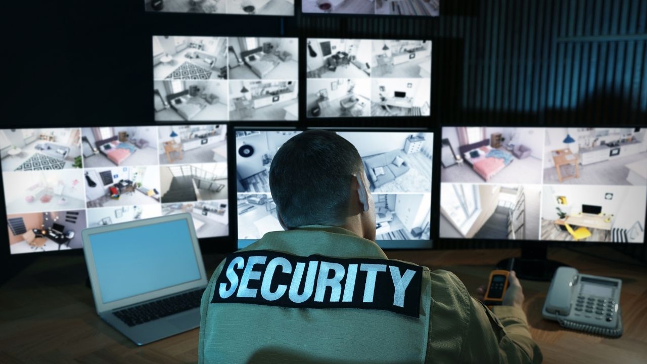 CCTV camera monitoring an area